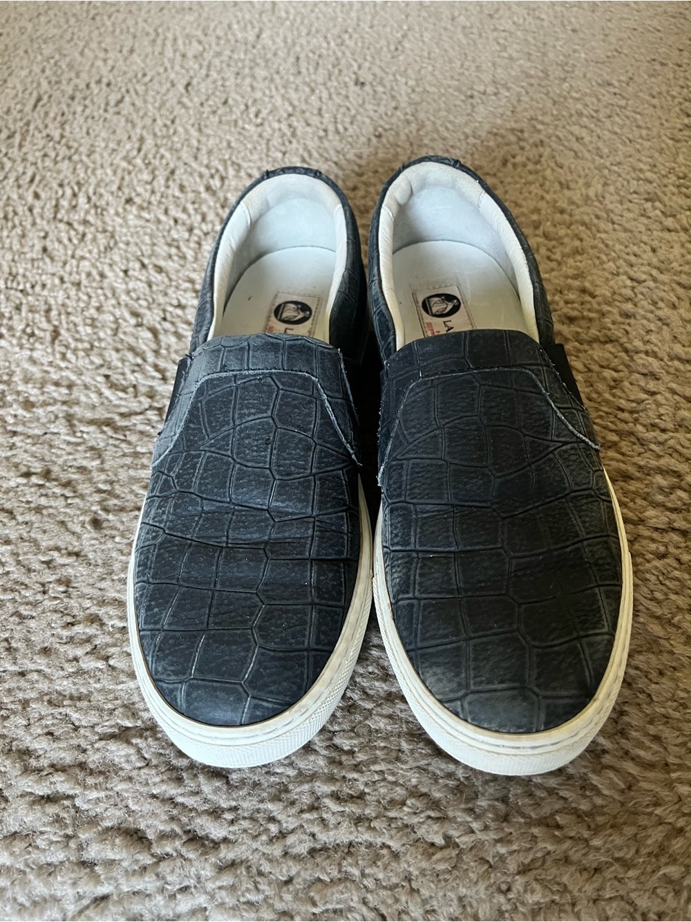 Women’s leather Lanvin Croc-Embossed Slip-On Sneakers size 38